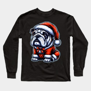 Bulldog as Santa for Christmas Long Sleeve T-Shirt